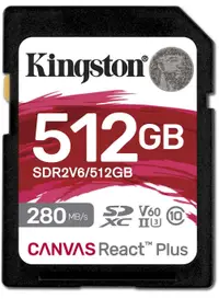 Card de memorie Kingston - Canvas React Plus V60, 512GB, SDXC, Class 10