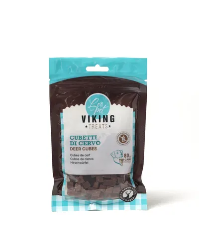 Viking Cuburi cu Carne de Caprioara pentru Caini 80 Gr