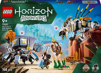 Constructor LEGO Horizon - Aloy si Varl împotriva Shell-Walker si Sawtooth (77037)