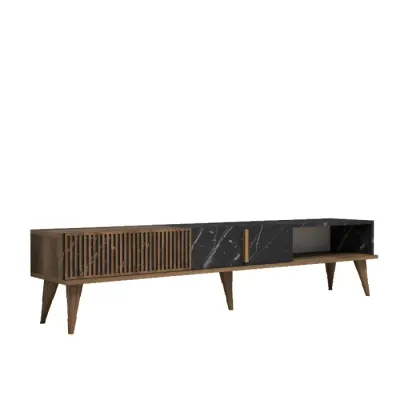 Comoda TV MILAN, nuc + negru, 180x35x40 cm