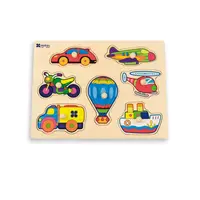 Puzzle din lemn cu manere Andreu toys - Vehicule