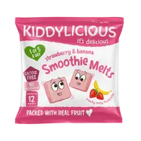 Gustare din bucati de piure de fructe cu capsuni si banane +12 luni, 6g, Kiddylicious