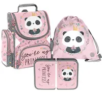 Set 3 în 1 Paso Panda - Princess, ghiozdan, penar și sac de sport