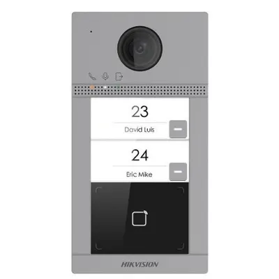 Post de exterior videointerfon IP Hikvision DS-KV8213-WME1, WiFi, 2 butoane de apelare, pentru 2 familii, montaj aplicat