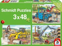Puzzle pentru copii Schmidt din 3 x 48 piese - La șantier