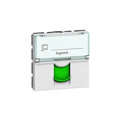 RJ 45 priza Mosaic - category 6 FTP - 2 module - alb cu verde shutter