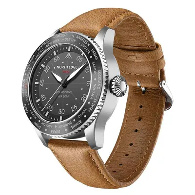 NORTH EDGE MACH - Ceas sport digital Solar-Drive, încărcare solară, rezistent la apă 50M, curea TPR+Nylon, carcasă inox