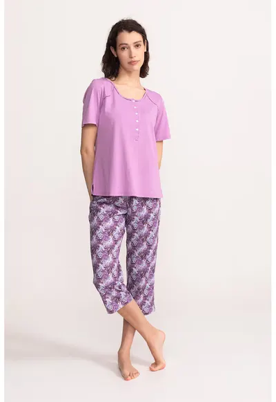 Pijama din amestec de bumbac Ofelia - Lila