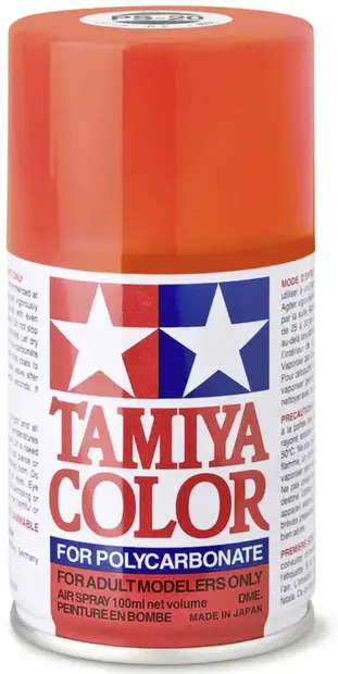 Vopsea spray Tamiya pentru suprafete transparente din policarbonat - PS-20 Fluorescent Red (100 ml) (TAM86020)