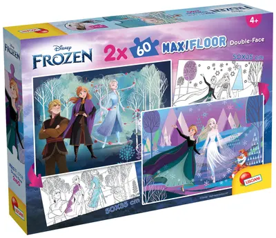 Puzzle cu două fețe Lisciani pentru colorat 2 х 60 piese- The Frozen Kingdom