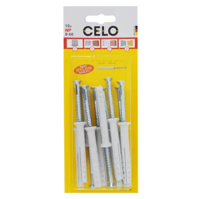 CELO Blister Nail plug NP 8-60 pre-assembled, SB countersunk plug cu countersunk surub (PZ3), zincat