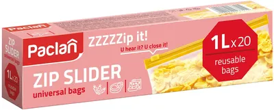 Pungi cu fermoar de uz casnic Paclan - ZZZZZip-it!, 1 l, 20 buc.