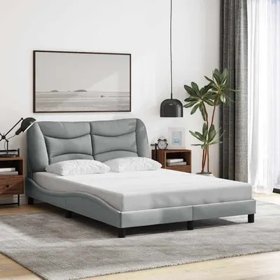 vidaXL Cadru de pat fără saltea, Hvar, gri deschis, 140x200 cm, textil