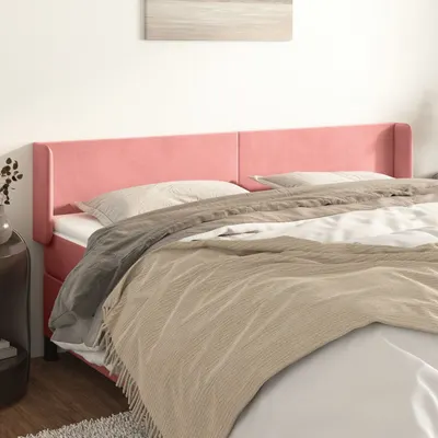 vidaXL Tăblie de pat cu aripioare roz 203x16x78/88 cm catifea