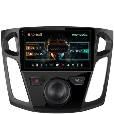 Navigatie 2K Ford Focus 3 (2011-2019), Android, S-Quadcore 4GB RAM + 64GB ROM, 9.5 Inch - AD-BGS90042K+AD-BGRKIT115