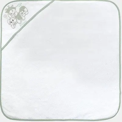 Prosop cu gluga bebe Bambino Casa - Paris, Bianco Mint, 75 х 75 cm