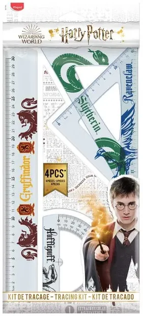 Set de desen Maped Harry Potter - 4 piese, cu rigla de 30 cm