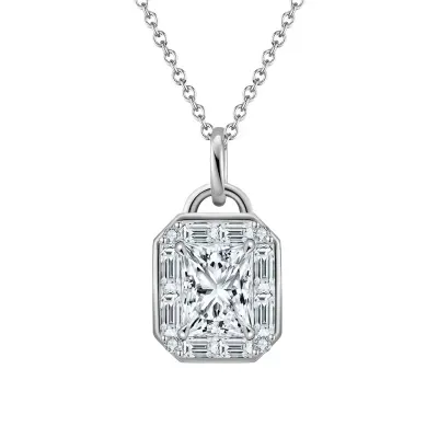Lantisor argint 925, JW1769, model elegant cu zirconiu, placat cu rodiu