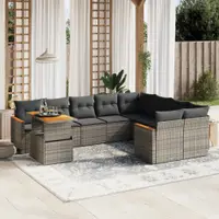 Gossi set mobilier de gradina cu perne, 10 piese, gri, poliratan