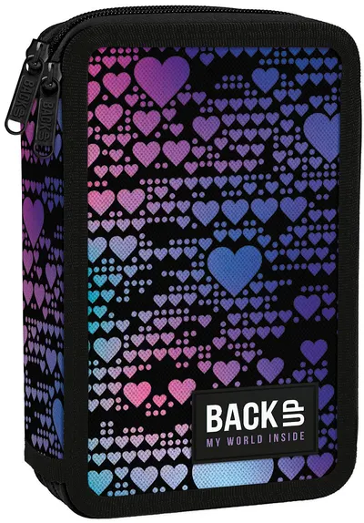 Penar cu rechizite BackUp DW - Hearts, cu 2 fermoare
