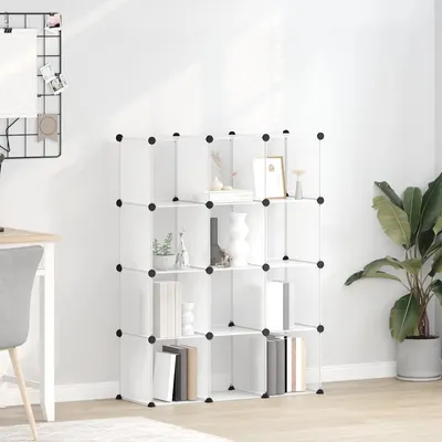 vidaXL Organizator cub de depozitare, 12 cuburi, transparent, PP