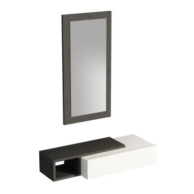 Comoda VIEN, cu oglinda, antracit + alb, 82x29,6x15,8 cm