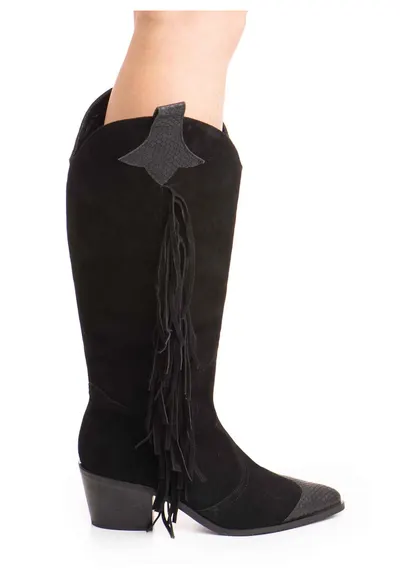 Ciocate Marshall piele intoarsa neagra cu garnituri texturate