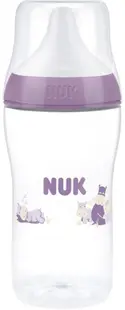 Biberon cu tetină din silicon NUK Perfect Match - 260 ml, mărimea M, Hipopotam, roz