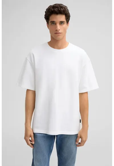 Tricou oversize cu guler rotund 30047780 - Alb