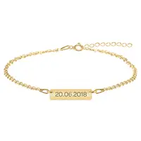 Deniz - Bratara personalizata pentru picior cu tablita din argint 925 placat cu aur galben 24K