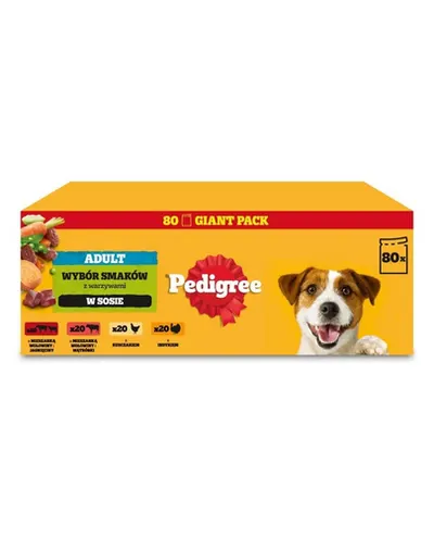 PEDIGREE Adult selecție arome în sos 80x100 g plicuri câini