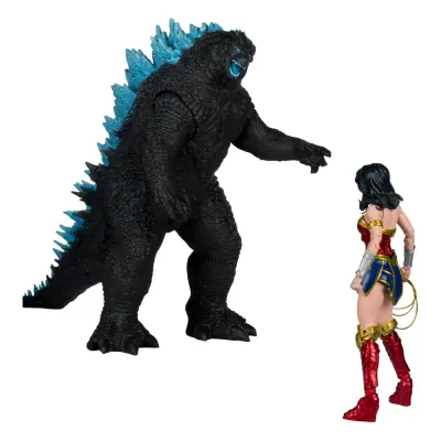 Set 2 Figurine Articulate DC Justice League Monsterverse DC Multiverse - Wonder Woman Vs Atomic Blast Godzilla 18 cm