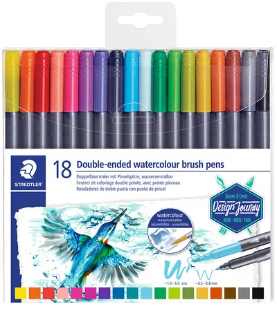 Carioci acuarele Staedtler - 18 culori, cu doua varfuri