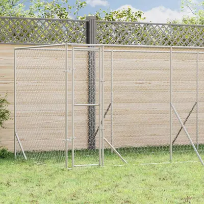 vidaXL Padoc de exterior pentru câini argintiu 6x2x2 m oțel galvanizat