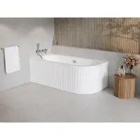 Cada baie 160x75 cm, orientare stanga, masca frontala cu riflaje inclusa, alba, Besco Avita