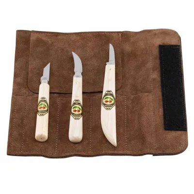 Set de cutite pentru sculptura in lemn Kirschen 3307000, 3 piese