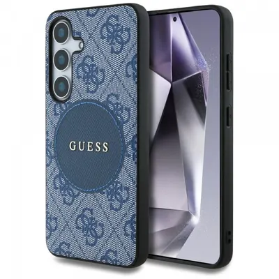 Husa MagSafe pentru Samsung Galaxy S25+ S936, Guess, 4G Circle Classic Logo, Albastra