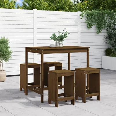 Gossi set mobilier bar de gradina, 5 piese, maro miere lemn masiv pin