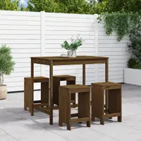 Gossi set mobilier bar de gradina, 5 piese, maro miere lemn masiv pin