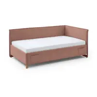 Pat pentru copii roz pe colț tapițat cu spațiu de depozitare cu somieră 120x200 cm Fun – Meise Möbel