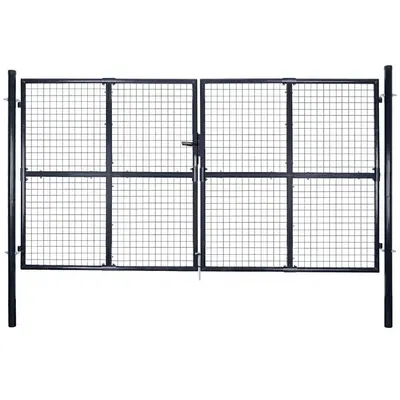 vidaXL Poartă de grădină din plasă, oțel galvanizat, gri, 300x175 cm