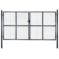vidaXL Poartă de grădină din plasă, oțel galvanizat, gri, 300x175 cm