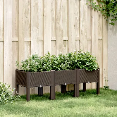 Gossi jardiniera de gradina cu picioare, maro, 120x40x42 cm, pp