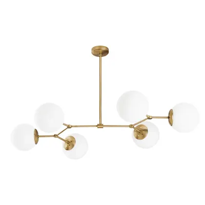 Lustră albă/alămie cu abajur din sticlă Damar – Opviq lights
