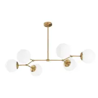 Lustră albă/alămie cu abajur din sticlă Damar – Opviq lights