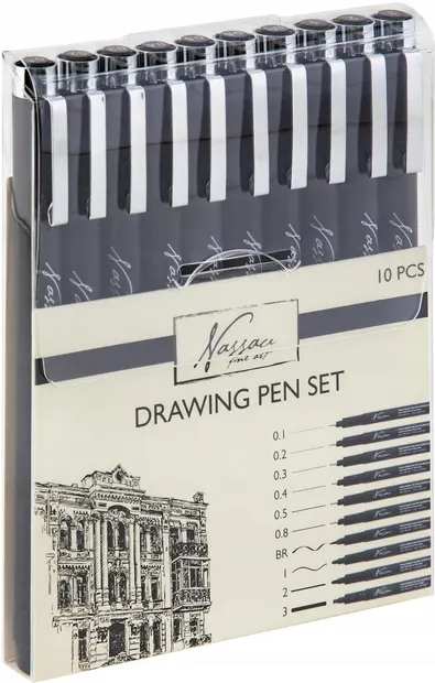Set de pixuri subțiri negre Nassau - 10 buc