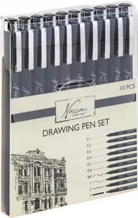 Set de pixuri subțiri negre Nassau - 10 buc