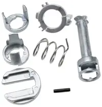 Kit reparatie incuietoare yala usa auto Techstar compatibil BMW Seria 3 E46 1998-2005, fata stanga sau dreapta, 7 piese, metal argintiu, Echiv OE 51218244049