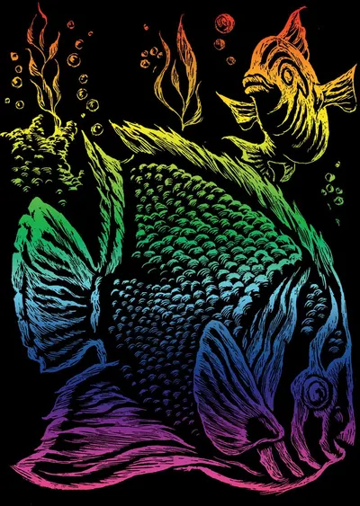 Set de gravură Royal Rainbow - Pește, 13 x 18 cm