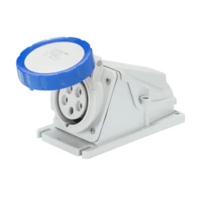Priza industriala aparenta 90° - IP67 - 3P+E 32A 200-250V 50/60HZ - BLUE - 9H - Strangere cu surub